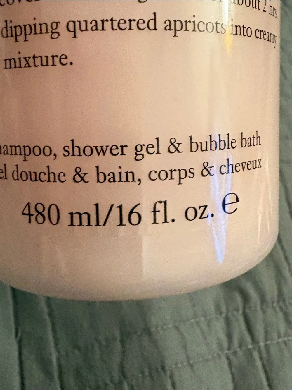 Philosophy Apricots and Cream Shampoo Shower Gel Bubble Bath 16oz